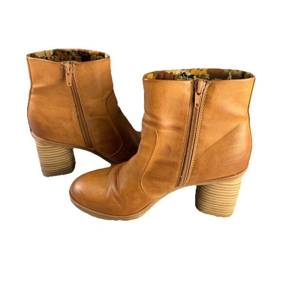 Korks by Kork-Ease Destiny Light Brown Block Heel Zip Up Booties 7 Comfort - Picture 1 of 6